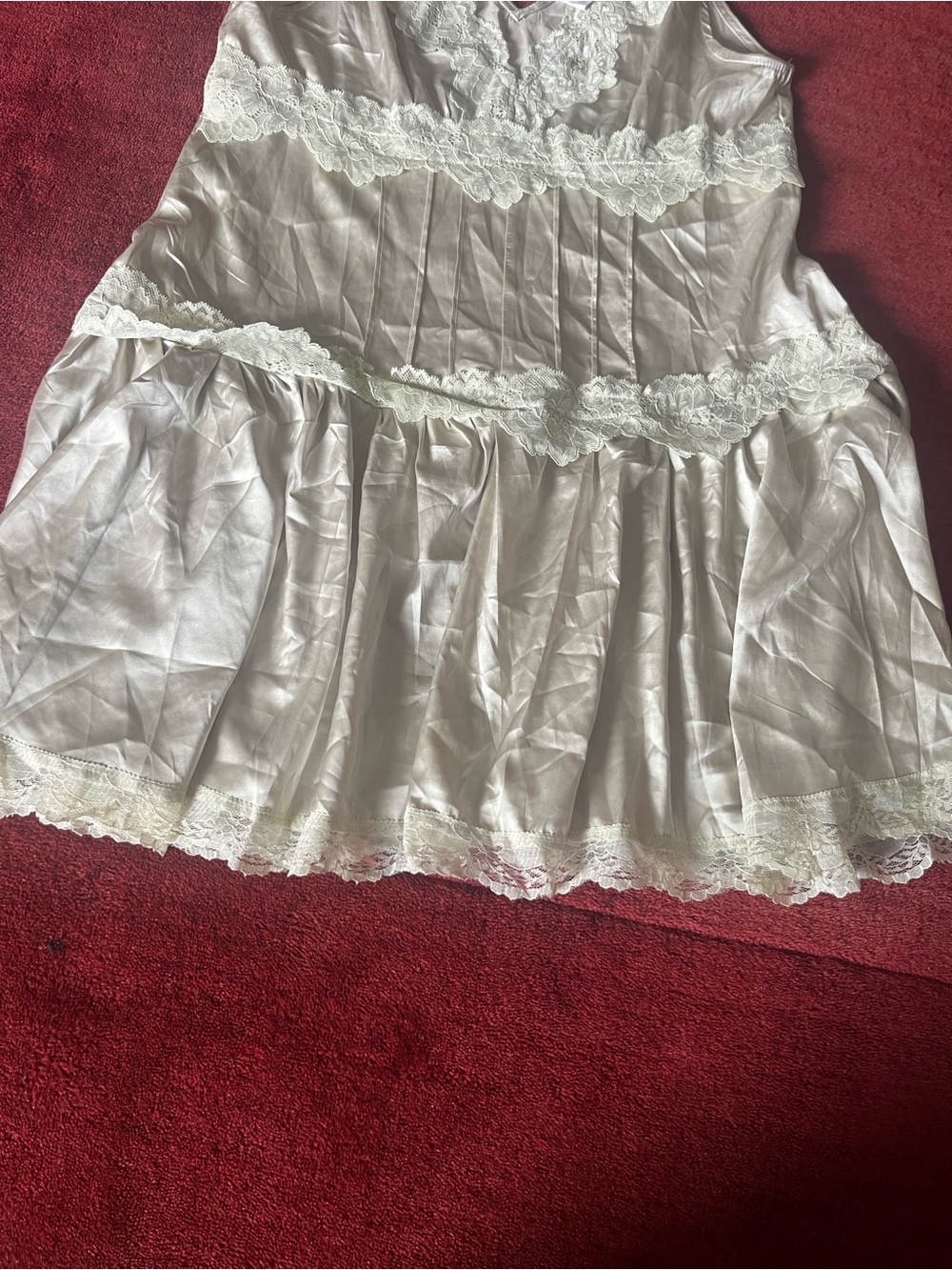 Natural Fiber Quality Mini Slip With Lace Dress Baby Green Y2K Vintage - Picture 5 of 10